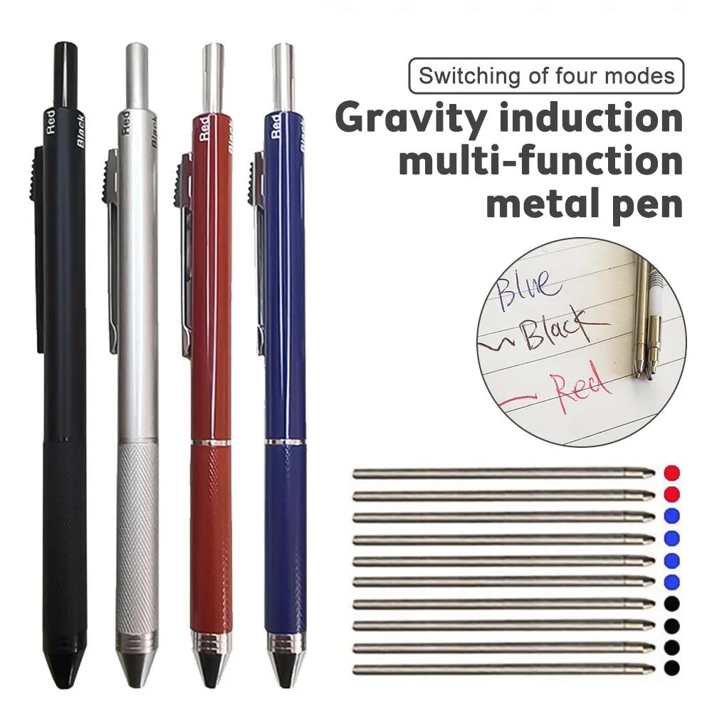 새로운 여러 가지 빛깔의 볼펜 4 In 1 볼펜, 학교 사무실용 지우개가 있는 자동 연필 1 개, 쓰기 용품 문구 도구